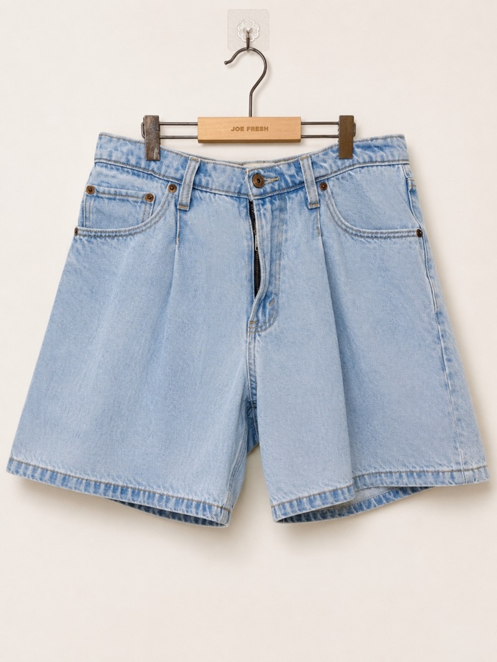 Abercrombie & Fitch Light Blue High-Rise Loose Denim Shorts